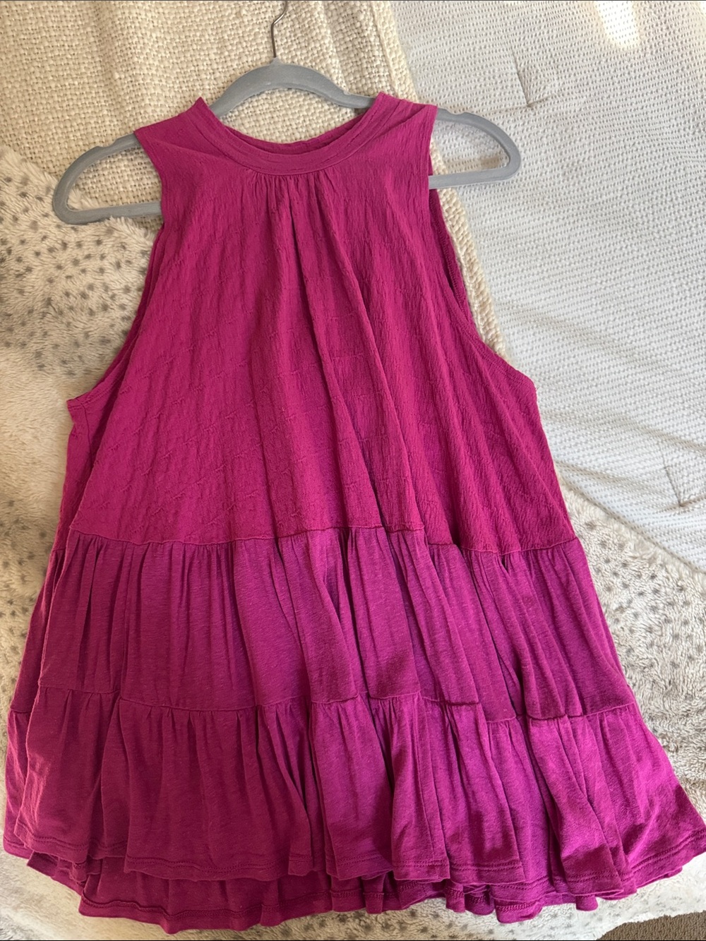 Free People Fuchsia Tiered Sleeveless Tunic